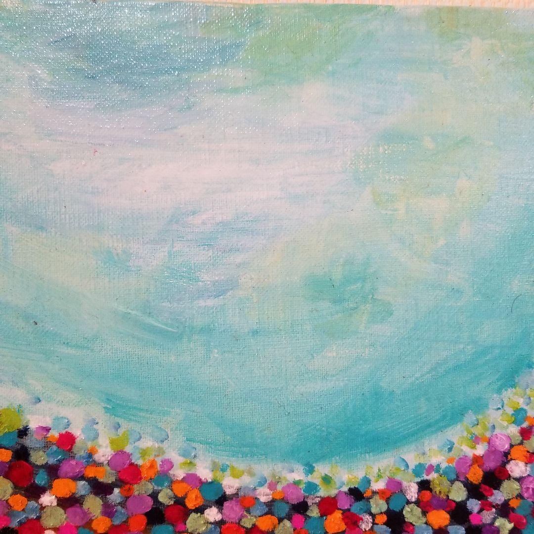 油絵　花びらたち　抽象画