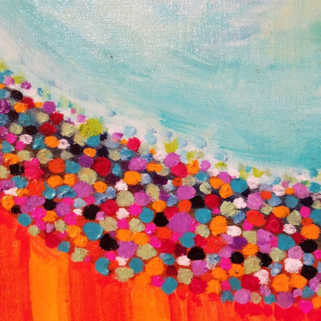 油絵　花びらたち　抽象画