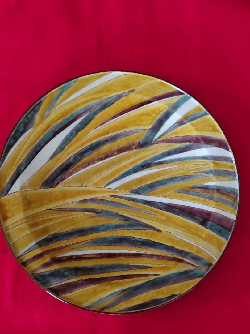 九谷焼五十吉作/飾り大皿/共箱/共布