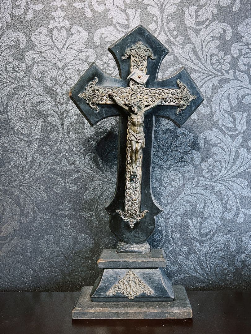 フランス製アンティーク　ナポレオン三世　イエスキリスト　磔刑　十字架　クロス