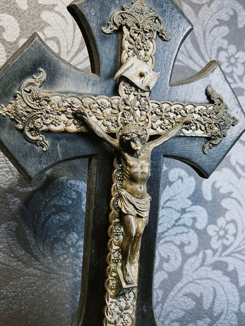 フランス製アンティーク　ナポレオン三世　イエスキリスト　磔刑　十字架　クロス