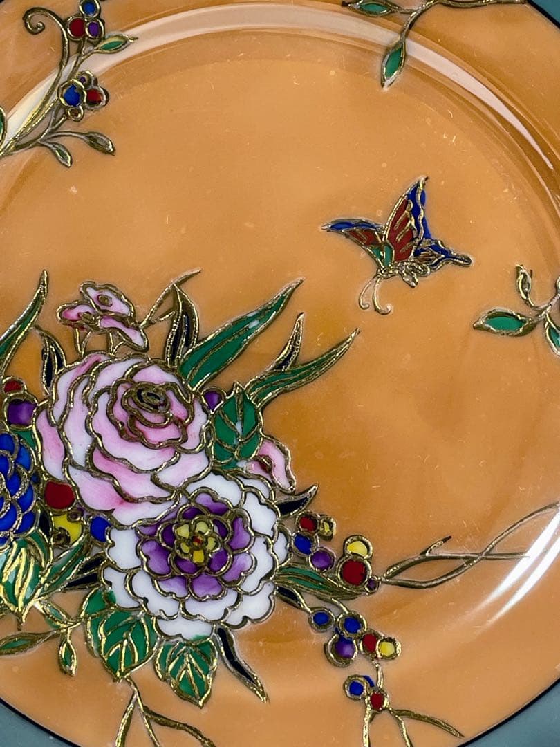 オールドノリタケ ラスター彩 ２枚セット 蝶 バラ 縁金盛り 小皿 プレート