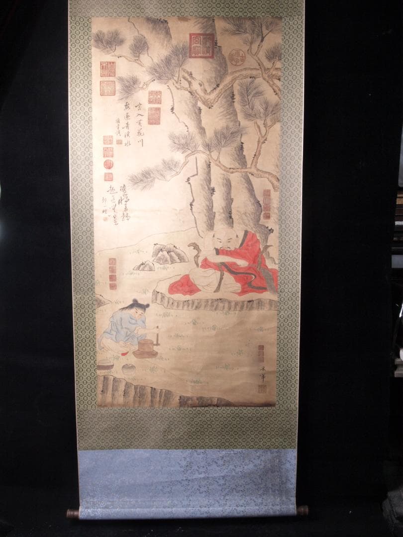 【骨董掛け軸】人物図 中国　米芾　北宋 肉筆保證 掛け軸 AK800A13-2