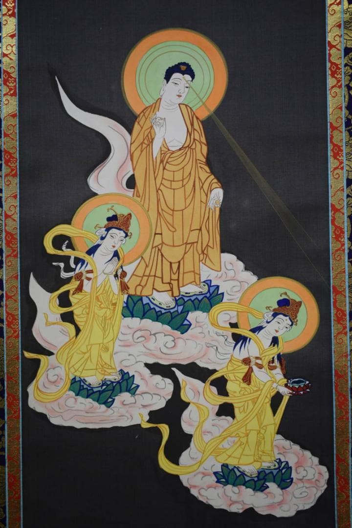 不詳/作者不詳/三尊仏図/三尊佛/布袋屋掛軸HE-838