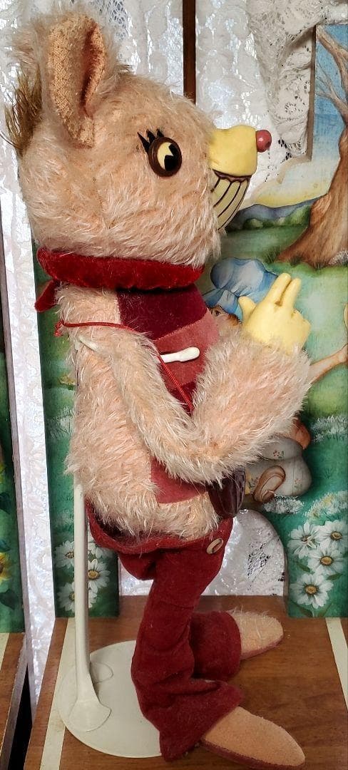 2001年制作?大塚勝俊作家ハンドメイド1点ものファニーなピンクの足長テディベア