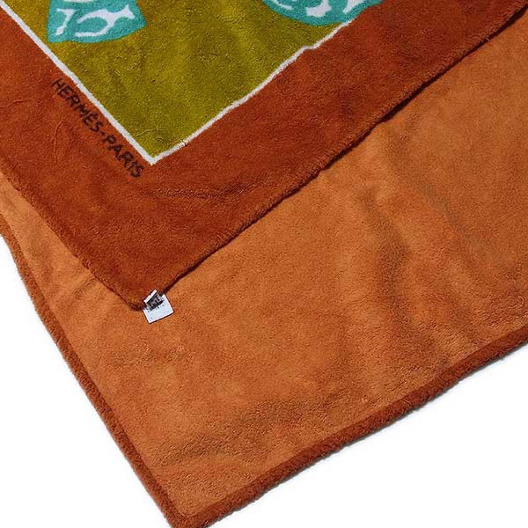 【HERMES】エレファント ビーチタオル タオルケット 大判 オレンジ