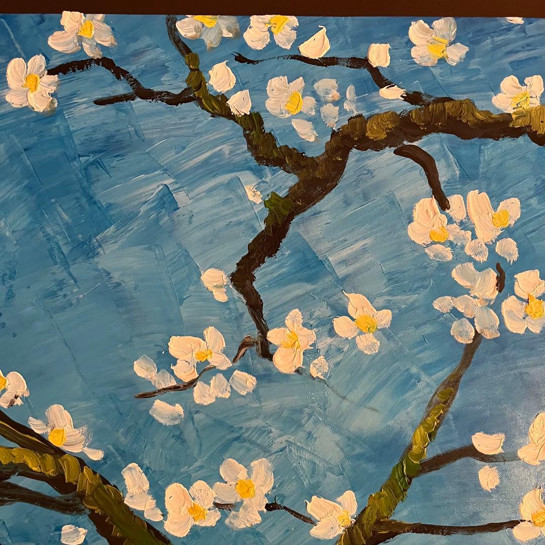 ★特大★ 手書き油絵 ゴッホ 花咲くアーモンドの枝 絵画 インテリア 油彩画