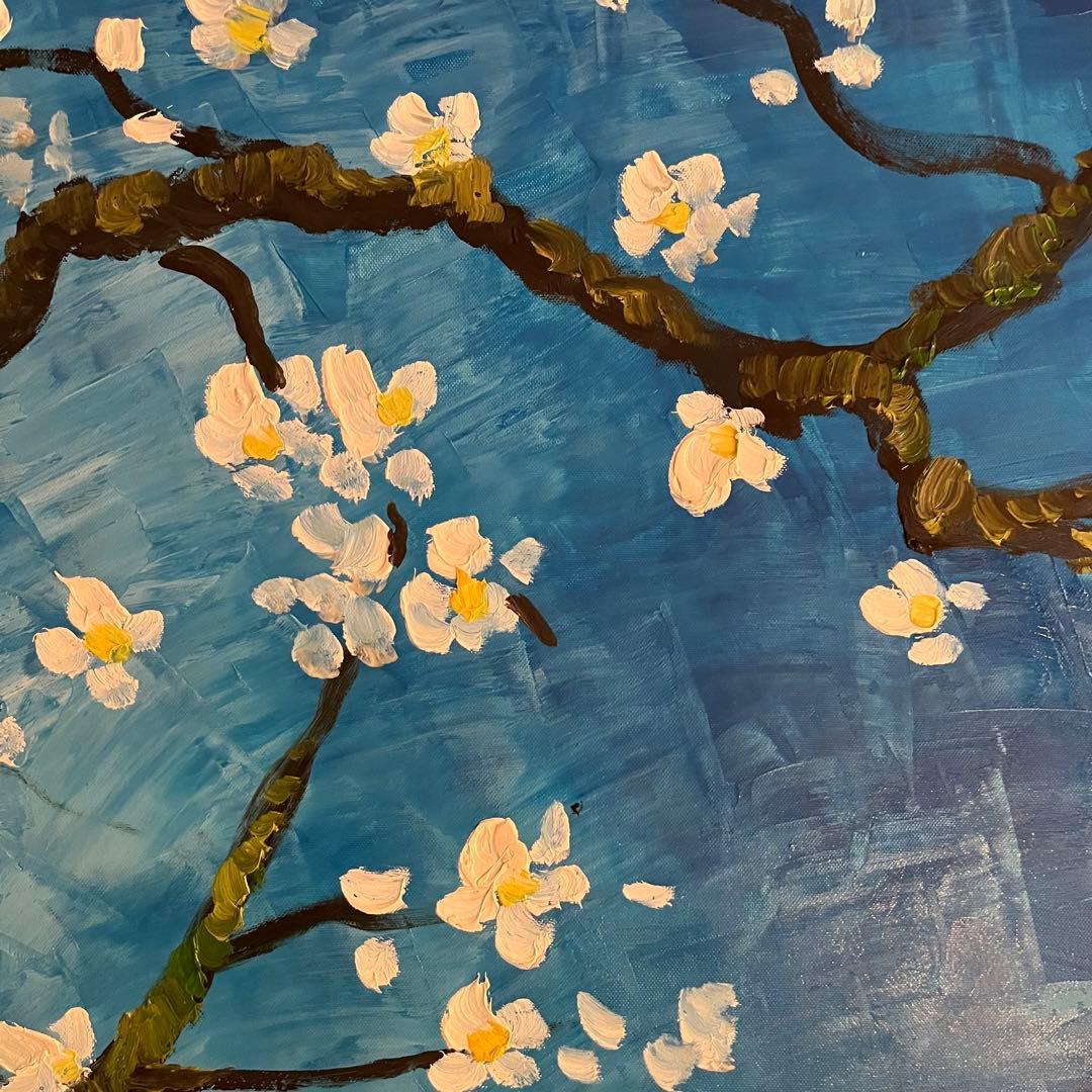 ★特大★ 手書き油絵 ゴッホ 花咲くアーモンドの枝 絵画 インテリア 油彩画
