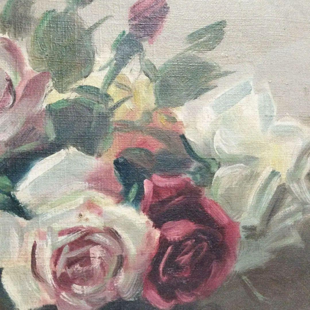 中西利雄　薔薇　油絵