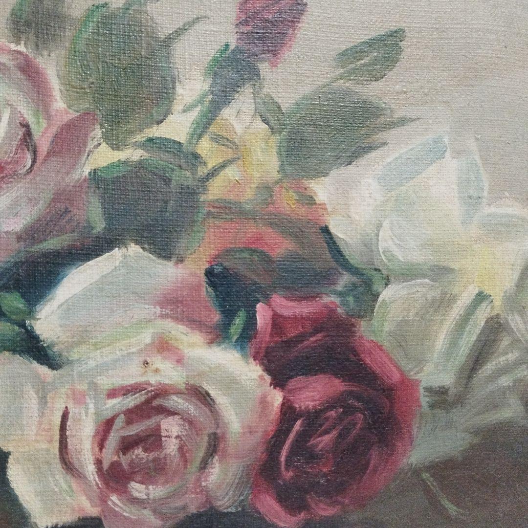 中西利雄　薔薇　油絵