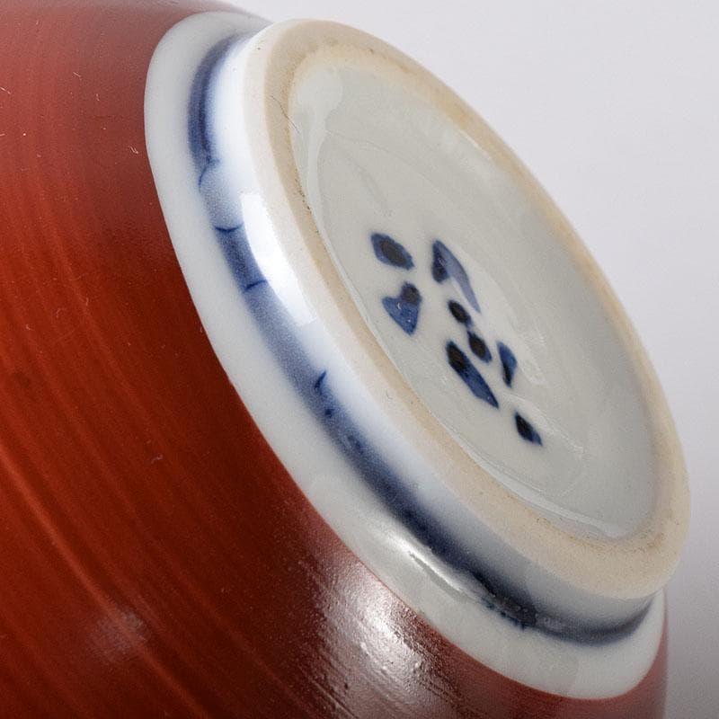 茶道具　京焼　清水焼　谷口良三作　辰砂　内達磨染付　茶碗　共箱　V　R8498