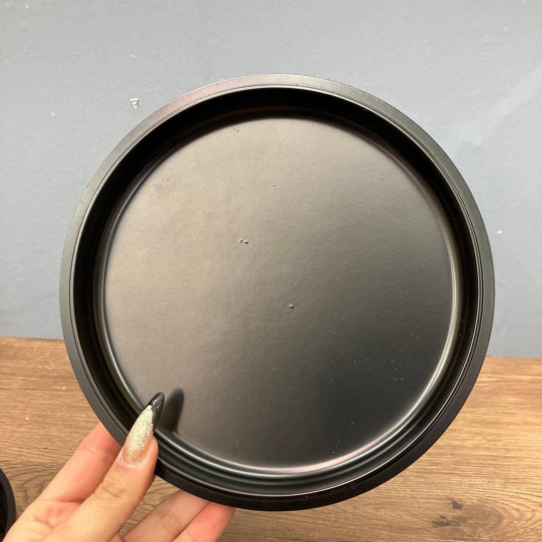 E-1 昭和レトロ 会津塗 丸二段 菓子器 春慶 木目 アザミ 伝統工芸 漆器