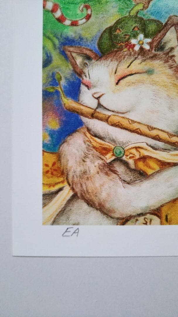 特別価格★【版画（額縁無し）】夢見の水瓶（猫）