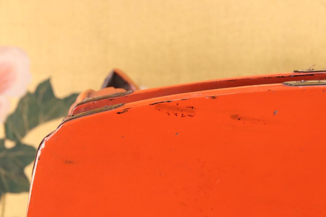 仏教美術 時代物　朱塗　真鍮金具飾付　春日卓　巾34.2㎝　BE787