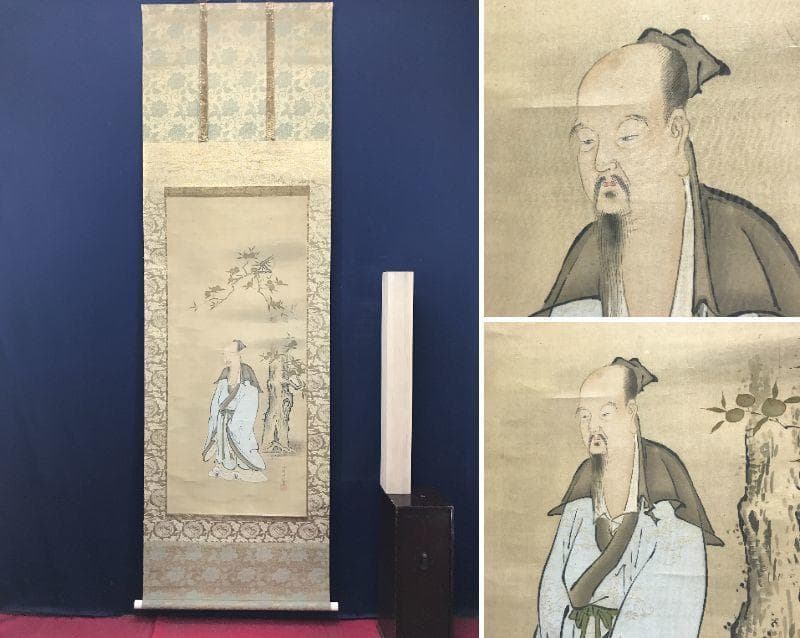 【真作】狩野探信/桃仙人図/人物図/掛軸/名家伝来/AC-168