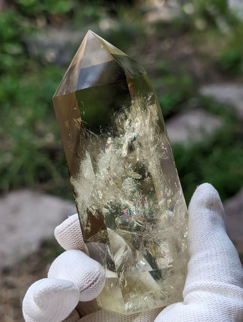 299g 虹　シトリン ポイント クラスター Point 柱 ポイントgi5