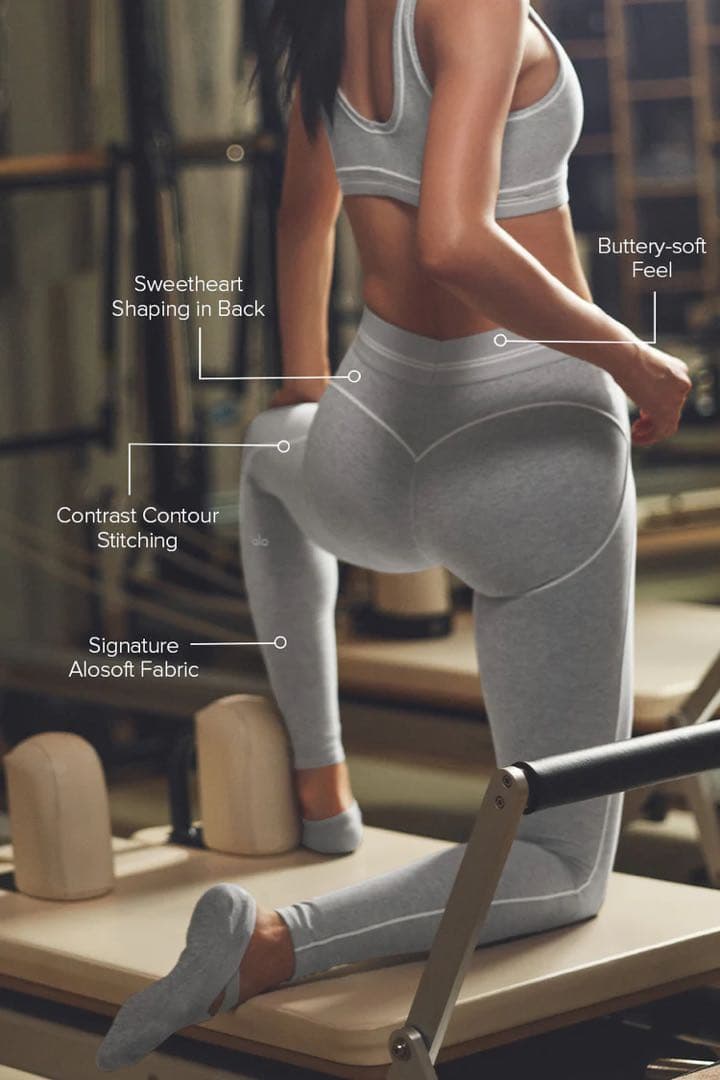 新品 alo yoga アロ グレー セットアップ レギンス ブラトップ