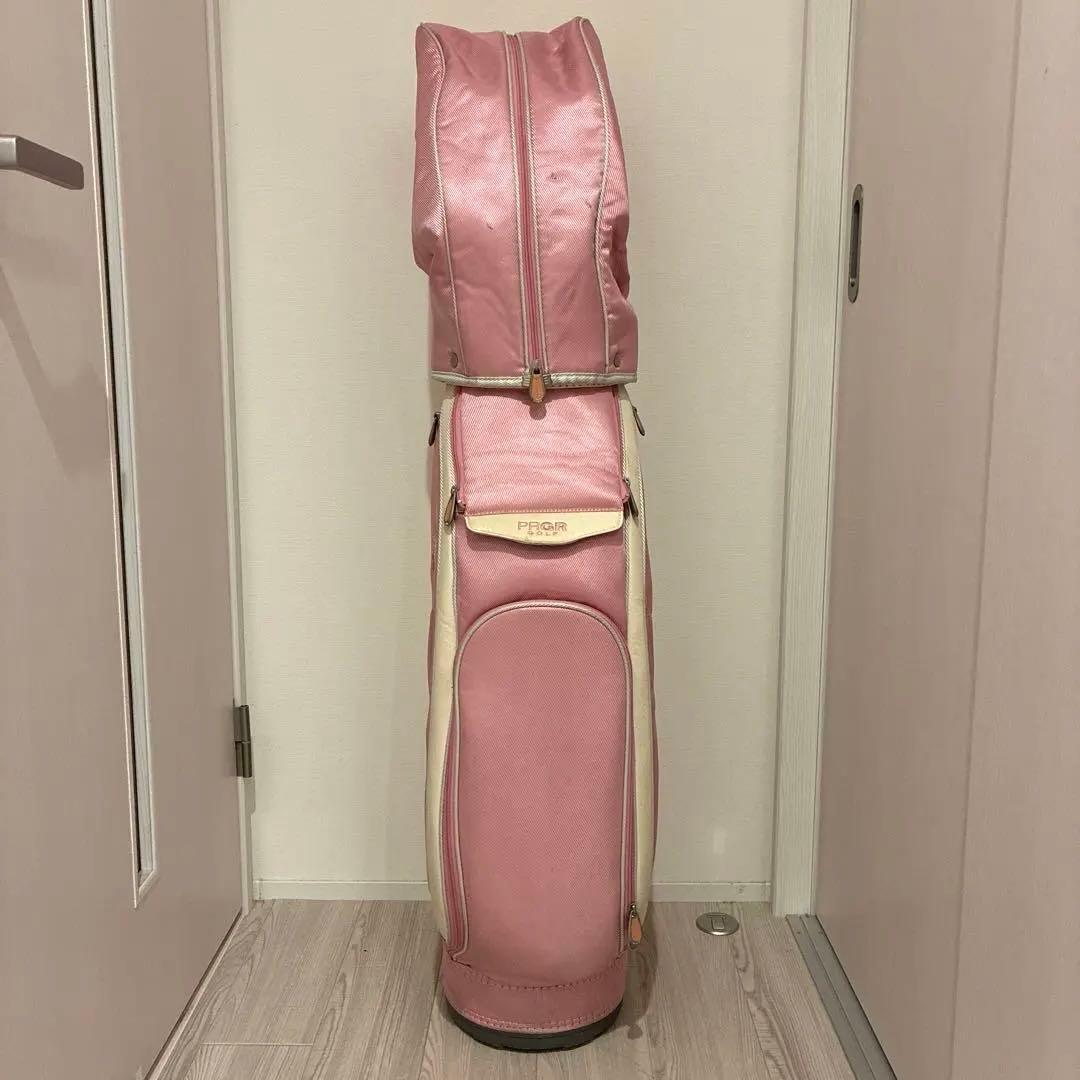 ピンク フード付きゴルフバッグ