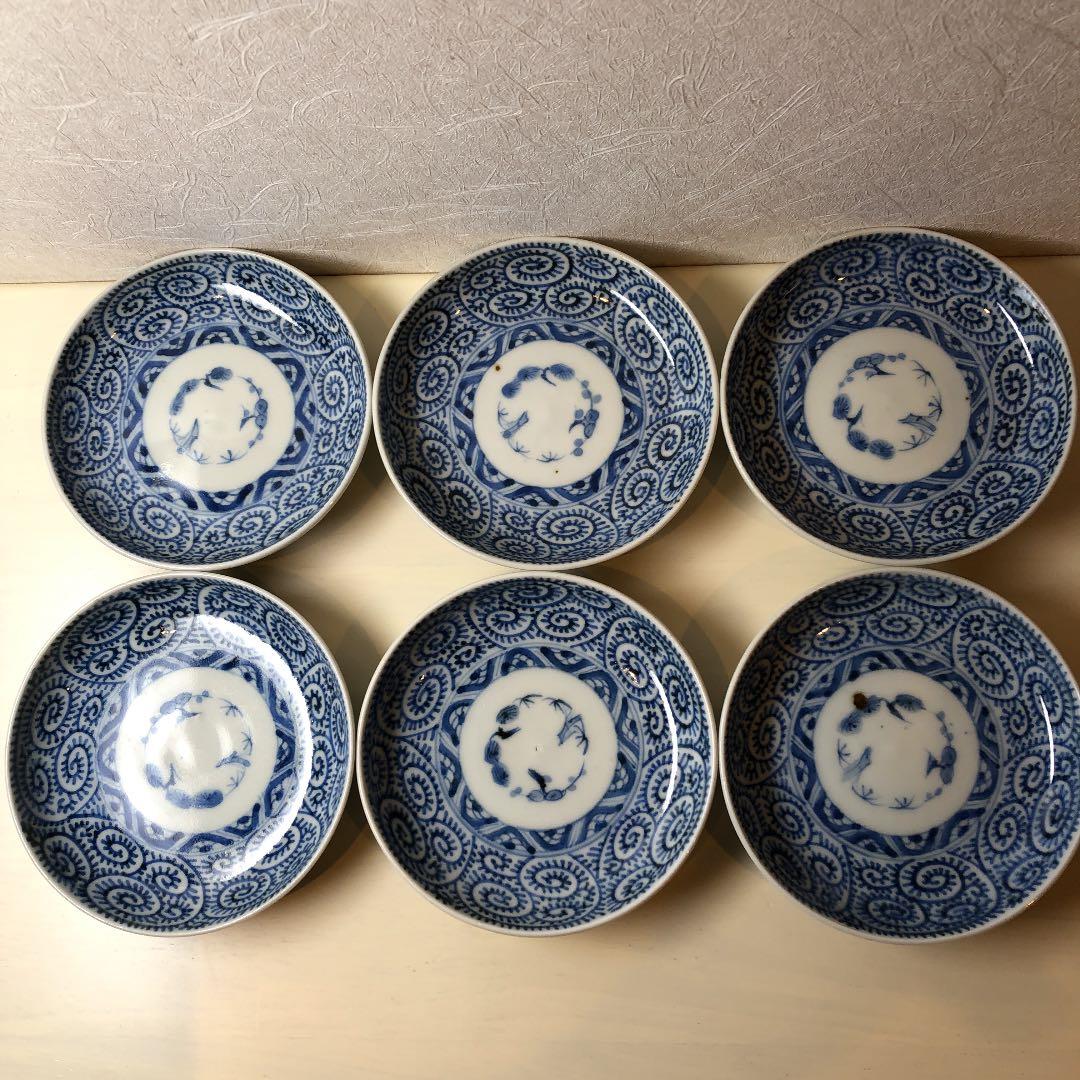 古伊万里☆骨董☆蛸唐草☆小皿六枚☆完品