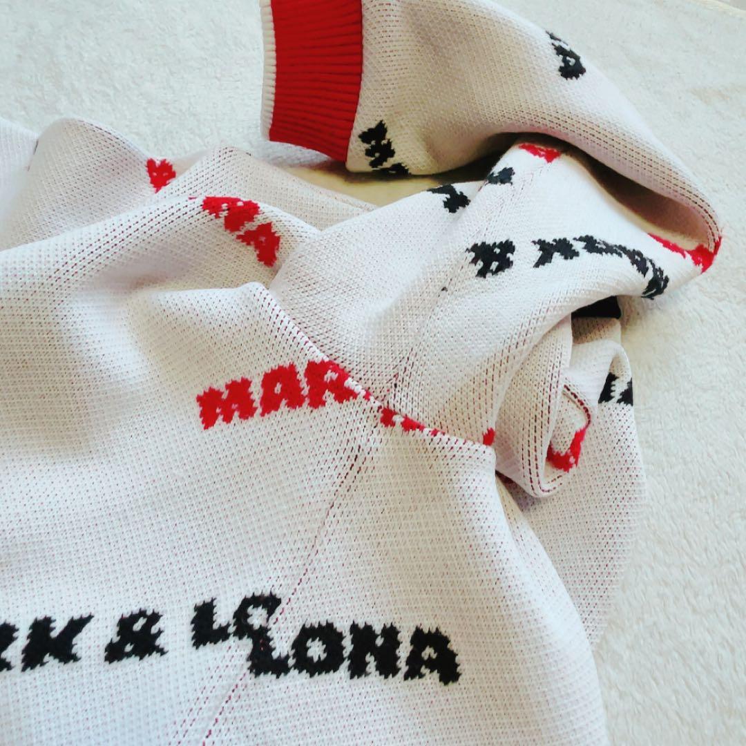 美品　マークアンドロナ　近年　セットアップ　ニット　スカート　柄　裏地付　白