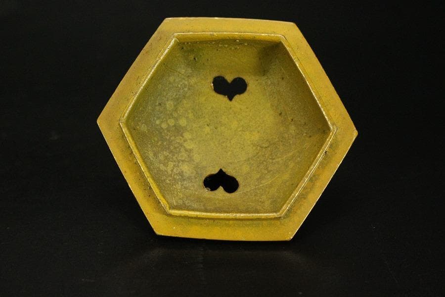 香炉 獅子双耳 三足香炉 金属製 木箱付(メ1186)