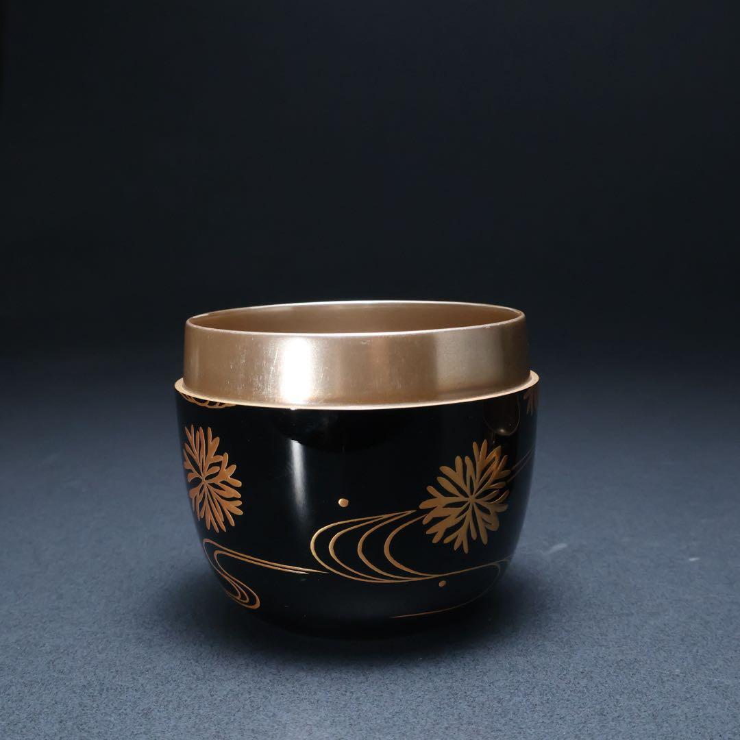 棗　光琳波に海松蒔絵　内銀仕上げ　金蒔絵　夏　R1415お10