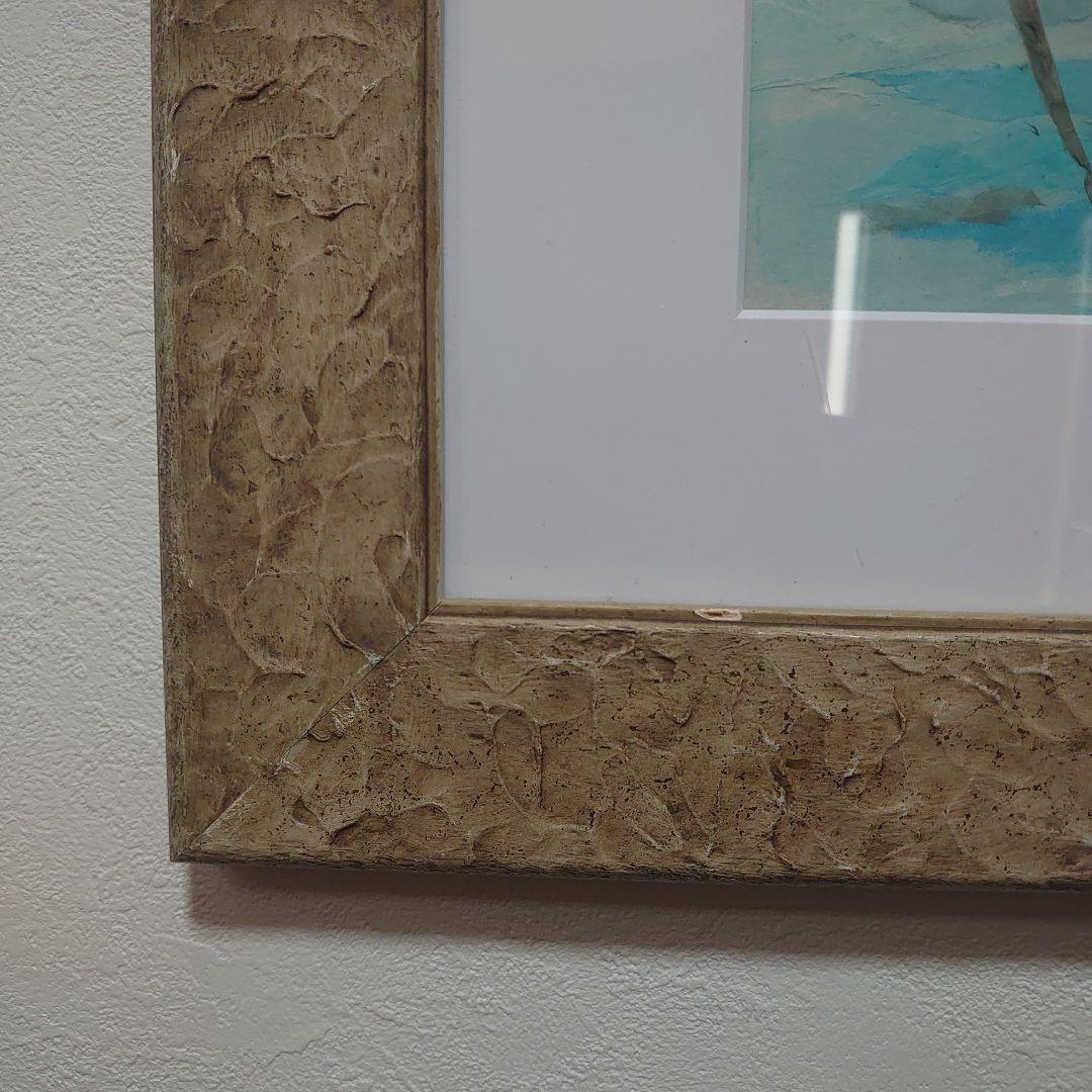 【美品】風景画　千切り絵作家　署名入り　高級額縁　大型絵画　高級和紙　30号