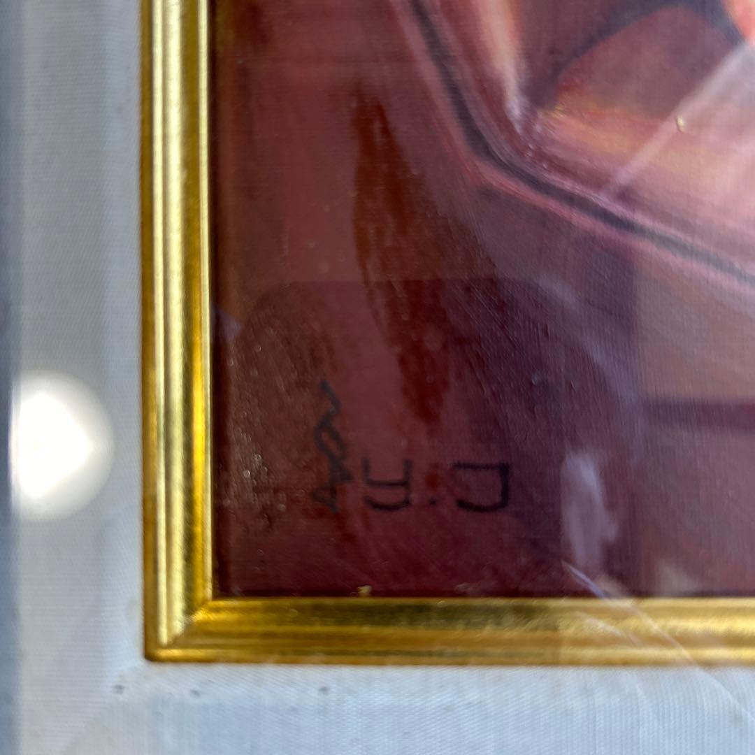 絵画　油彩画　女性　鶴村義美　「いこう」