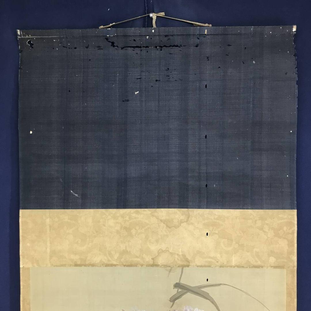 真作/谷文二/芙蓉図/花図/横物/秋の掛軸/掛軸/名家伝来/AK-738