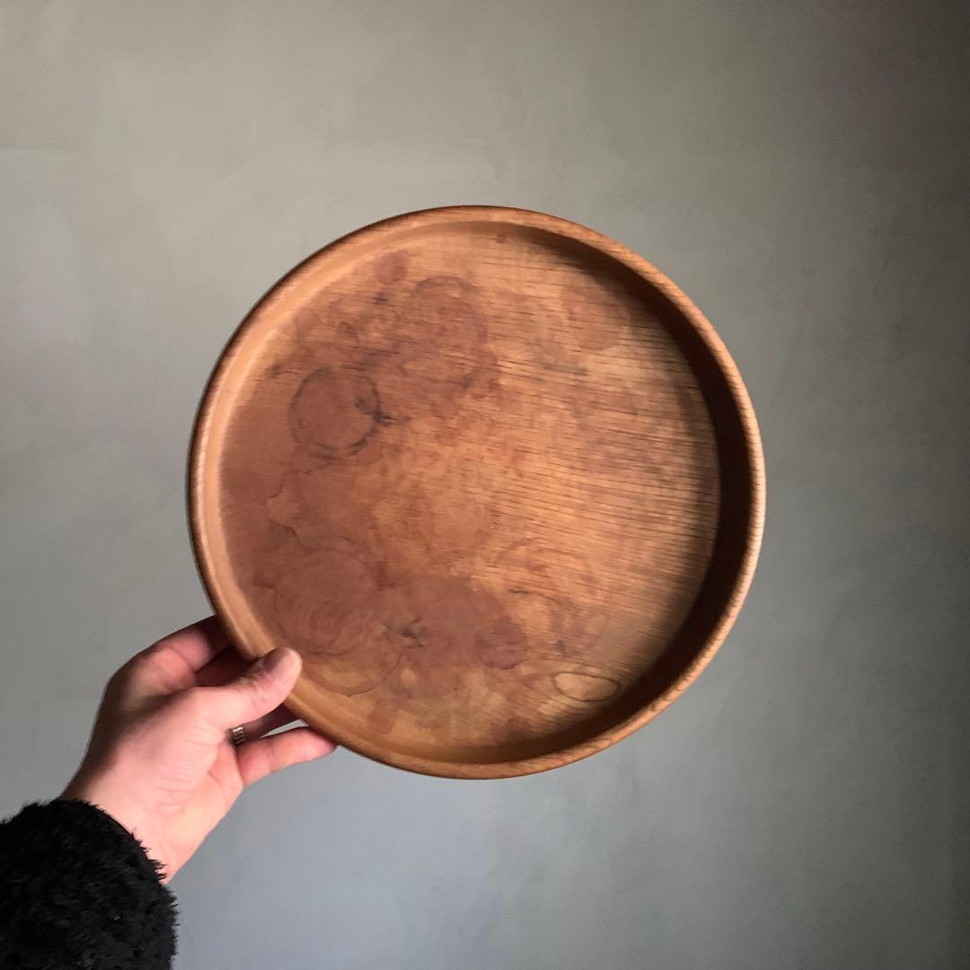 佳き木肌の くりぬき盆 No.5 古道具 アンティーク