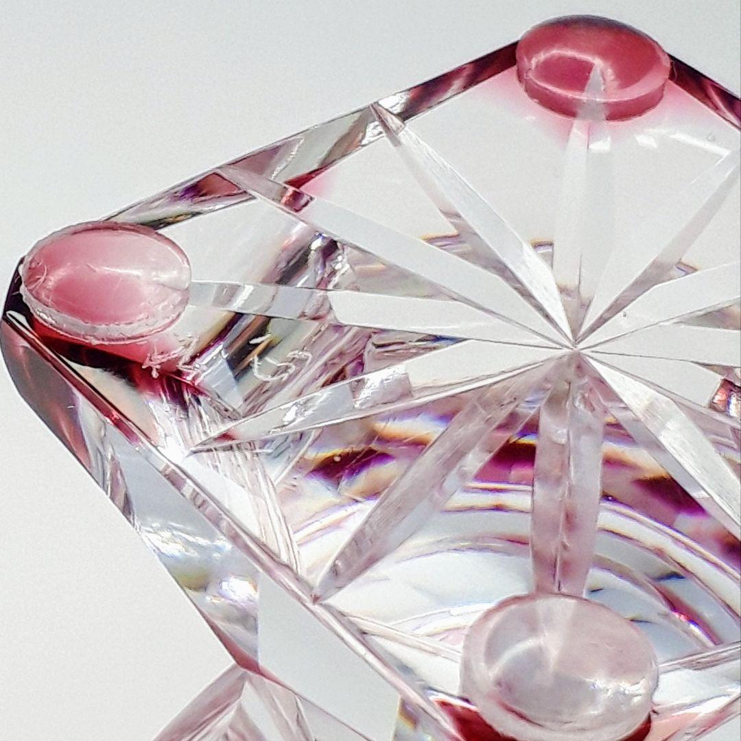 薩摩切子　松浦正行 作品　矢来紋様切子　脚付杯　【 人気作家 入手困難作品 】