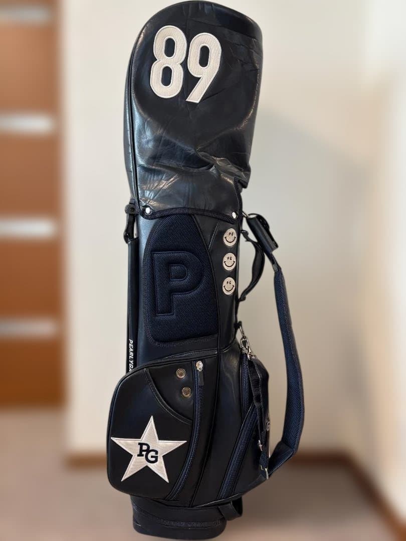 美品 パーリーゲイツ キャディバッグ スタンド式 ネイビー スマイル 89ロゴ