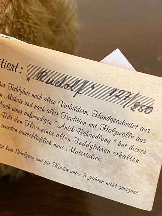 コレクターズアイテム ルドルフ テディベア ドイツ製 世界限定250個 新品