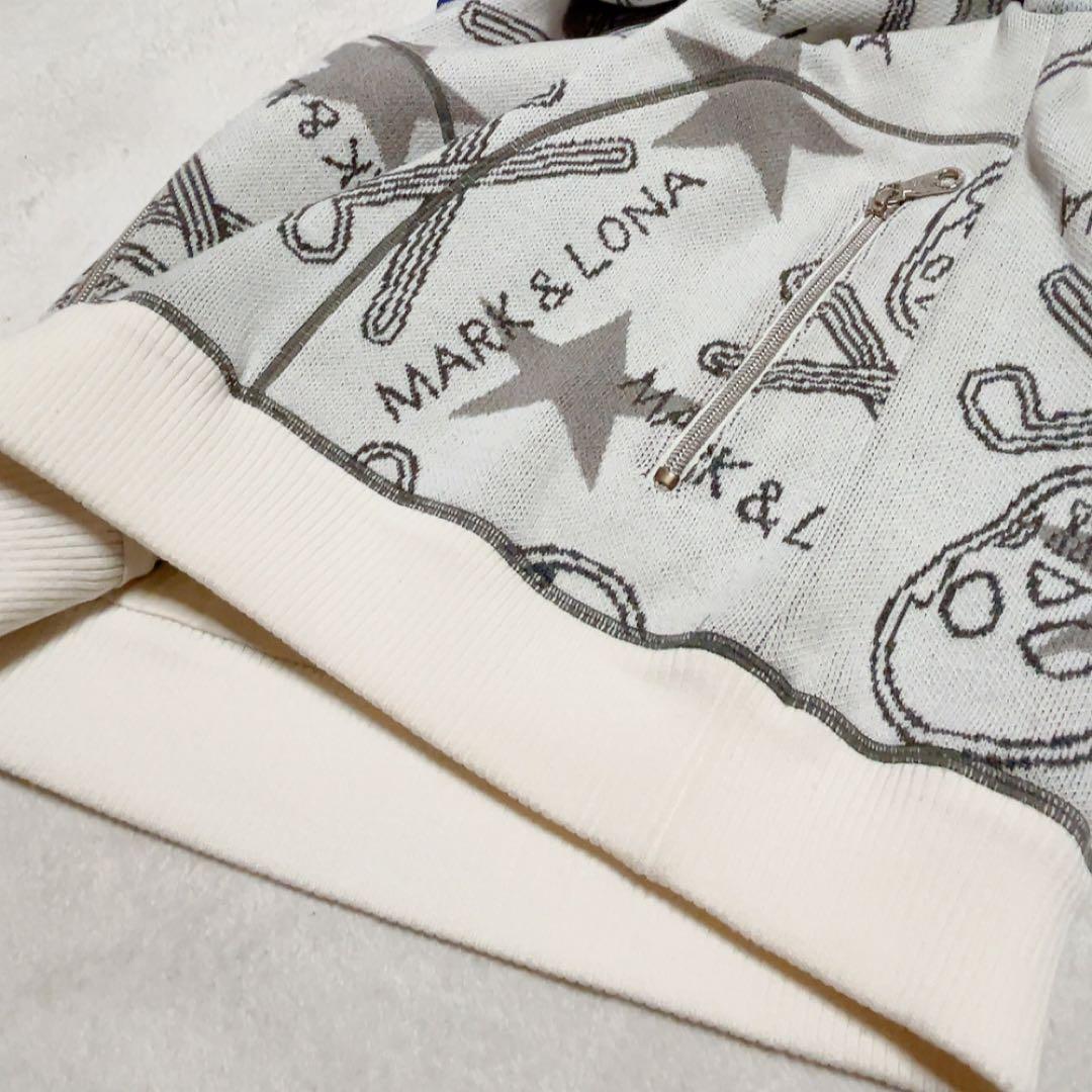 極美品　近年　マークアンドロナ　ニット　裏地付　防風　スニード　スター　星　総柄