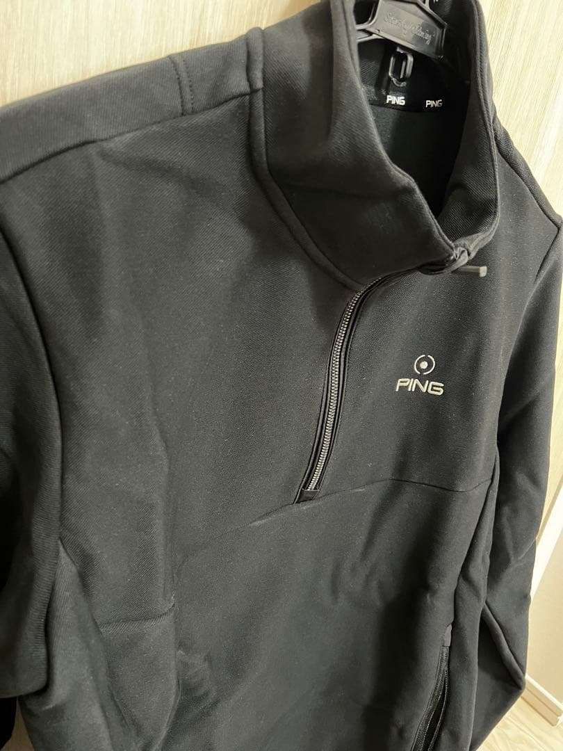 裏起毛　PING メンズ ブラック ハーフジップジャケット L