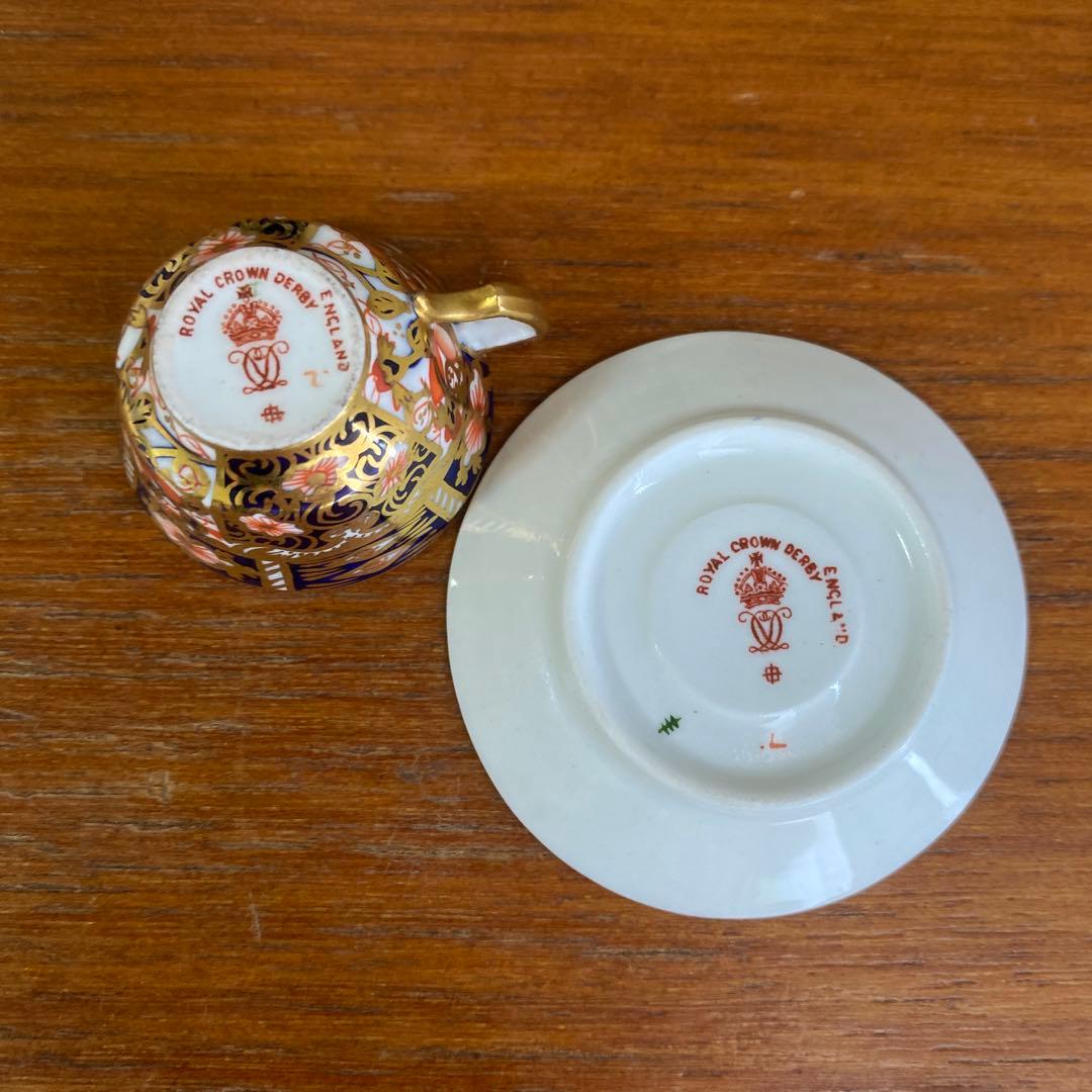ロイヤルクラウンダービー イマリ ミニチュア　カップ　ソーサー　伊万里