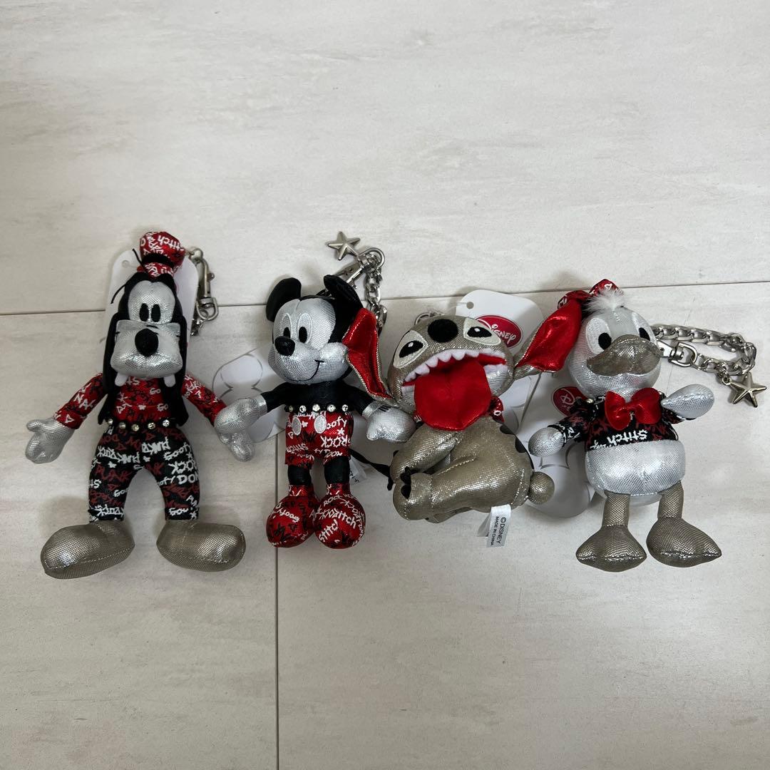 ミッキー・グーフィー・ドナルド・スティッチ ぬいぐるみキーチェーン　タグ付き