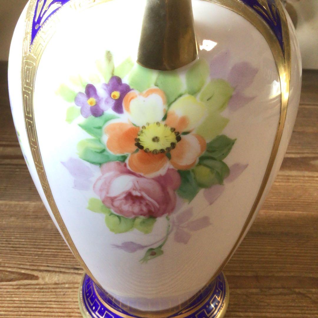 No4235 オールドノリタケ　NIPPON　手描き壺型花瓶　陶磁器　送料無料