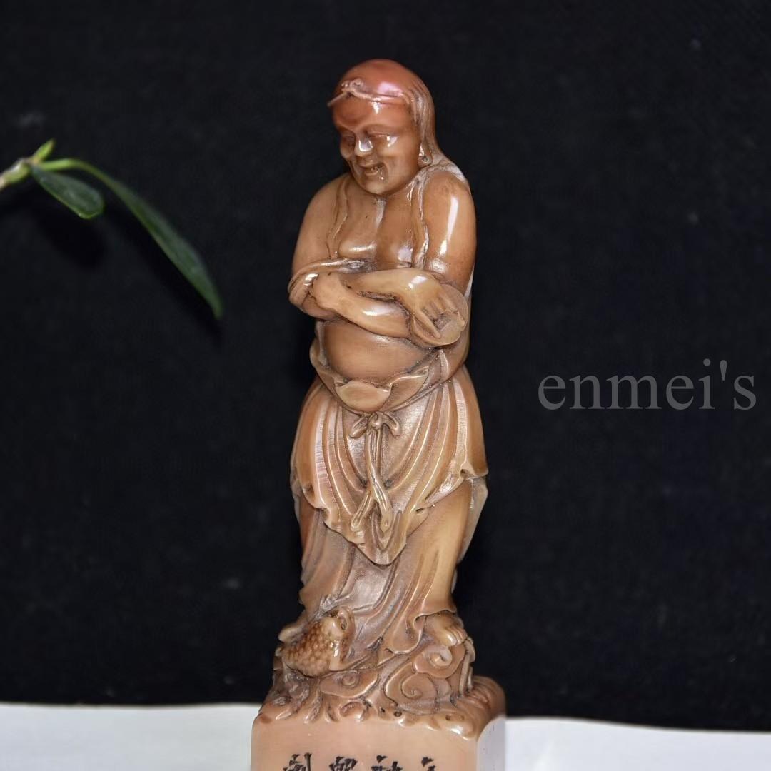 【8月特価】今だけお得！寿山石 芙蓉石 女性像印章 熙載作 乙未年 彫刻立像