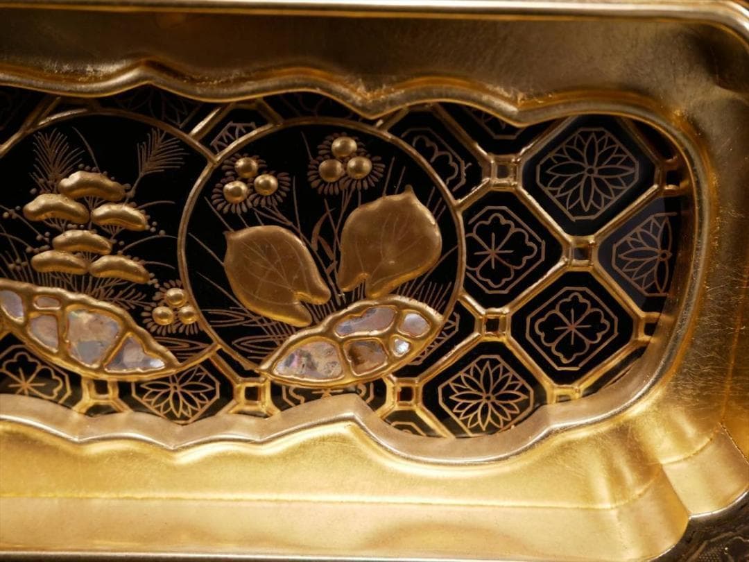 限定値下　収集品　仏壇用引出し　金具付き　本金箔　蒔絵付き　仏壇用　3131