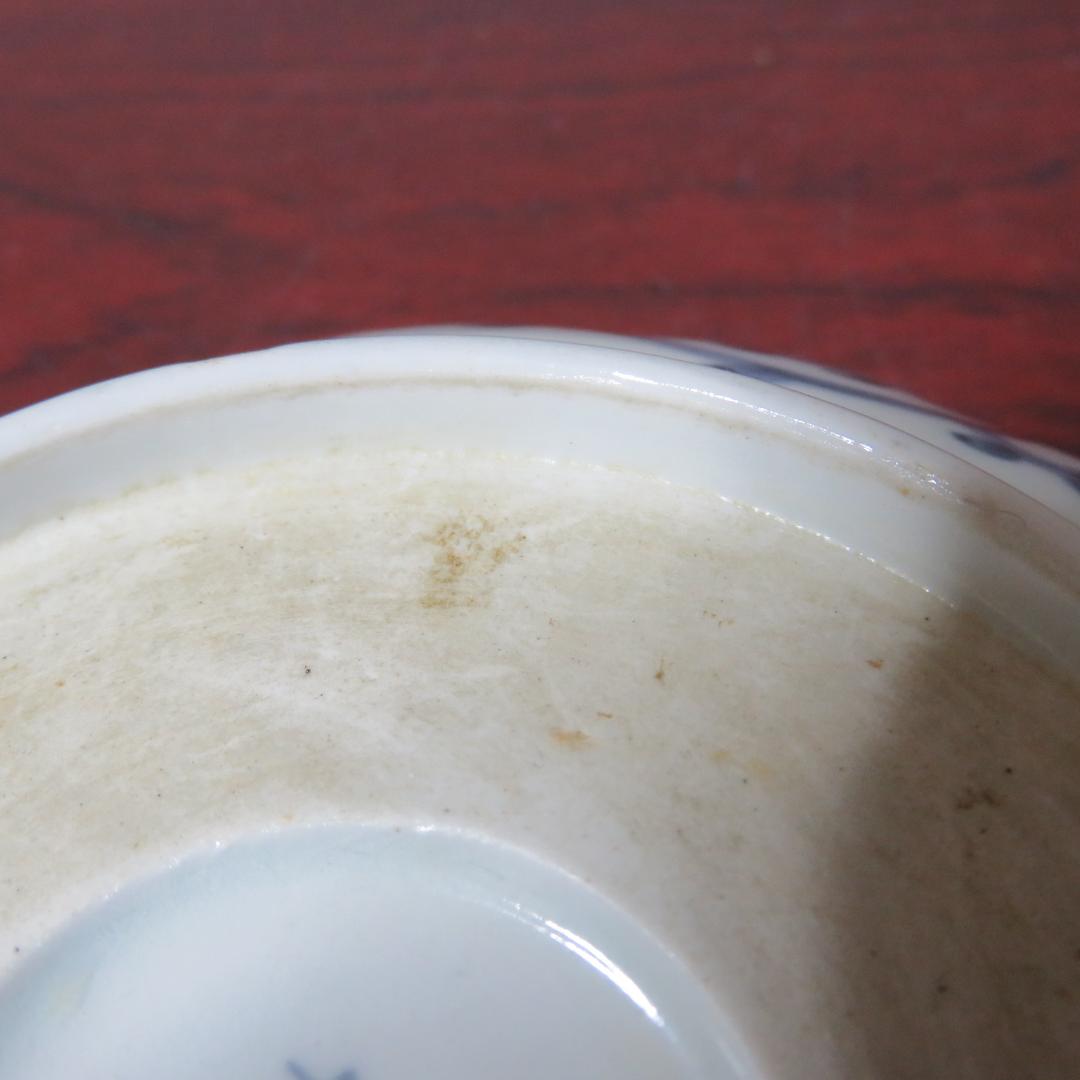 皿 2枚 なます皿 微塵唐草 染付 松竹梅 冨貴長春 窯傷 江戸