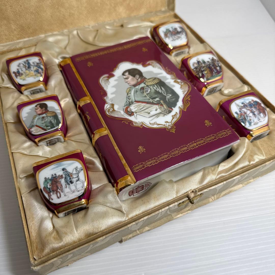 ②レア！空瓶 リモージュ 陶器ボトル ブックボトル ショットグラス 6客セット