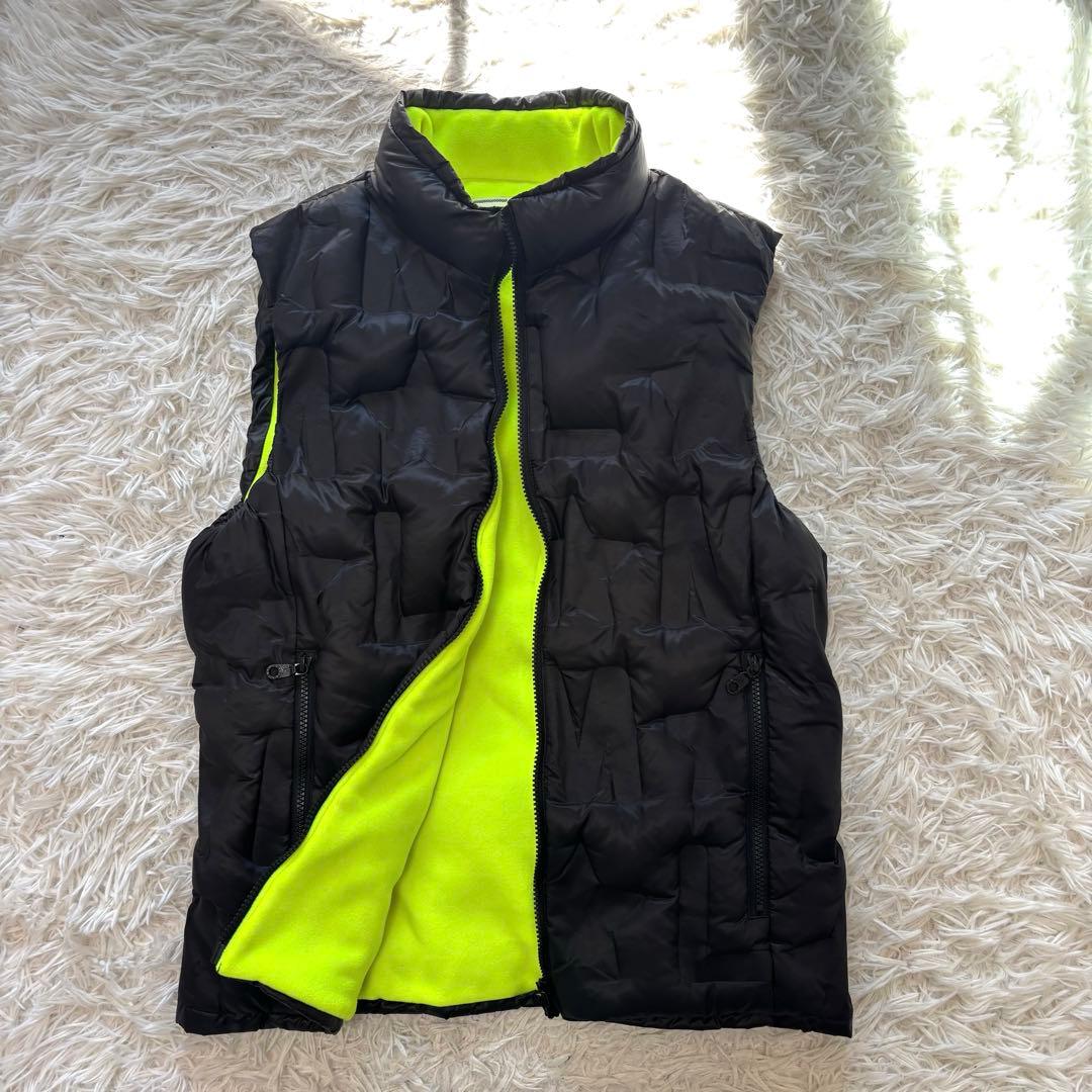 最高峰 マークアンドロナ ベスト 中綿 ダウン 3D ブラック 裏起毛