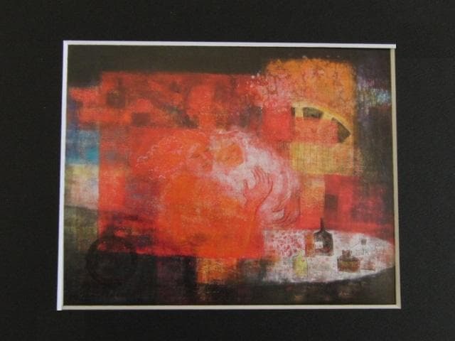 谷本淳子、【未来（歓）】、希少な額装用画集画、新品高級額 額装付