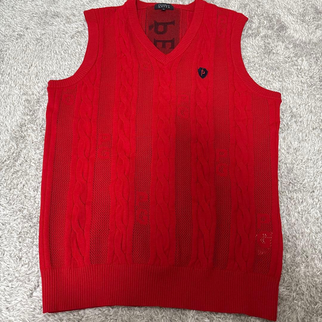 【未使用】PEARLY GATES レッド Vネック ベスト サイズ5
