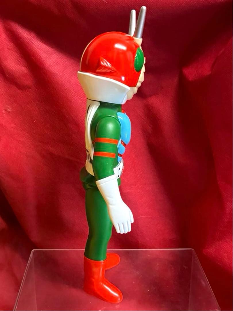 27cm！【昭和レトロ】■ 面取れ 仮面ライダーV3 ソフビ 美品