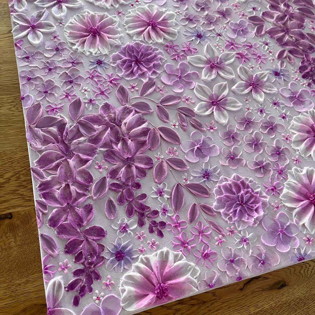 紫アート 紫フラワー 藤 テクスチャーアート フラワーアート