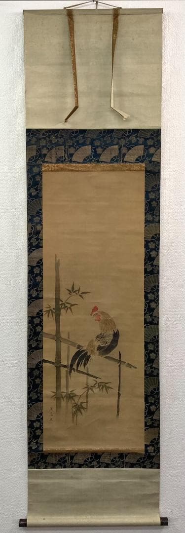 狩野方信「堅物」掛軸 絹本：花鳥画