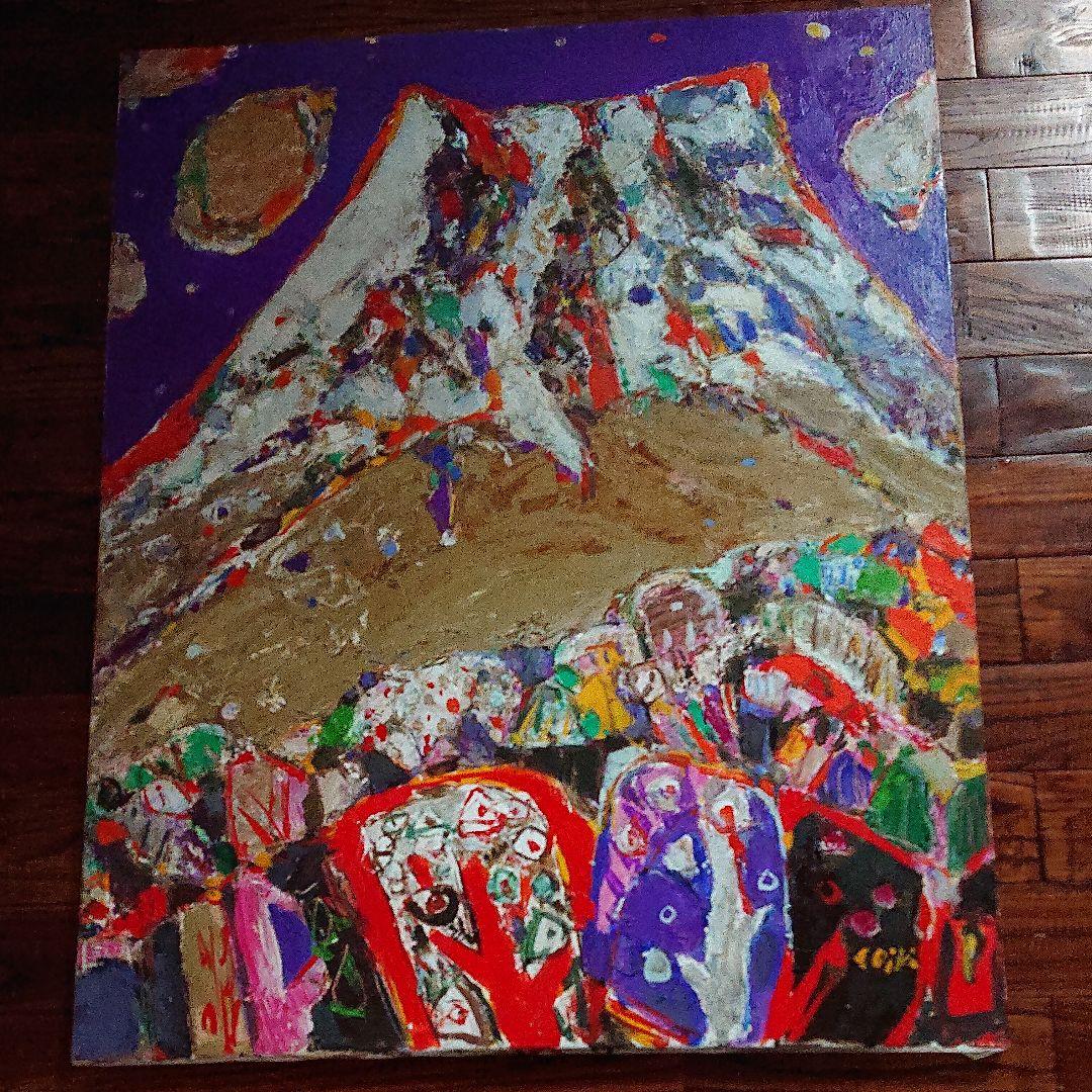 絵画  油彩本物     花咲く頃  安食慎太郎