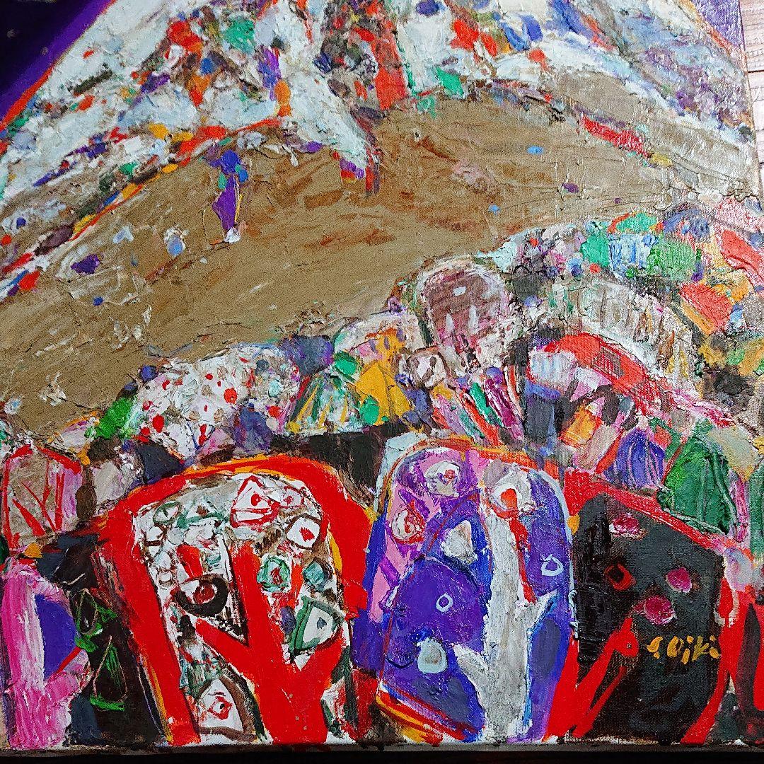 絵画  油彩本物     花咲く頃  安食慎太郎